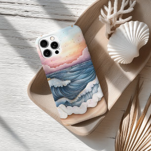 Whimsical Sunset Ocean Waves and Beach Scene iPhone 16 Pro Case