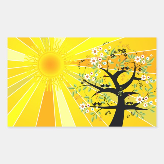 Whimsical Sunshine and Tree Sticker (Front)