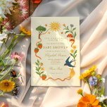 Whimsical Sunshine Baby Shower Invitation<br><div class="desc">Celebrate your little sunshine on the way with this whimsical, eclectic baby shower invitation. Featuring a playful design of smiling sun and moon, strawberries, wildflowers, and woodland details, this card brings a magical and vintage-inspired charm to your celebration. Perfect for parents-to-be who love a colourful, storybook aesthetic with retro maximalist...</div>