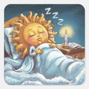  whimsical sunshine in bed  square sticker