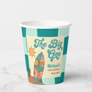 Whimsical Surf Board Beach 1st Birthday Party Paper Cups