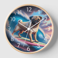 Whimsical Surfing Pug