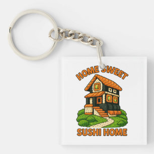 Whimsical Sushi House Foodie Cottage Keychain