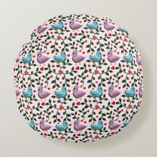 Whimsical swan floral pattern round pillow