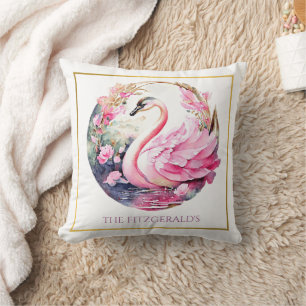 Whimsical Swan Throw Pillow