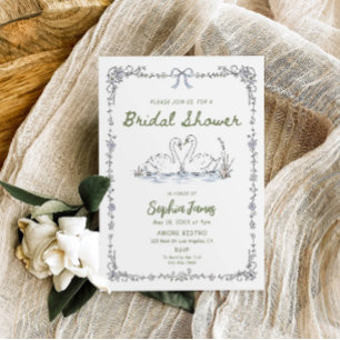 Whimsical Swans Bridal Shower Invitation