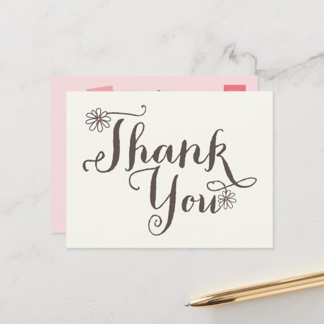 Whimsical Sweet Daisies Girl Birthday Thank You Postcard (Front/Back In Situ)