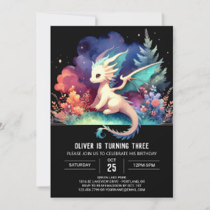 Whimsical Sweet Dragon Birthday Invitation