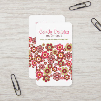 Whimsical Sweet Fuchsia Pink Candy Daisies Flowers Business Card