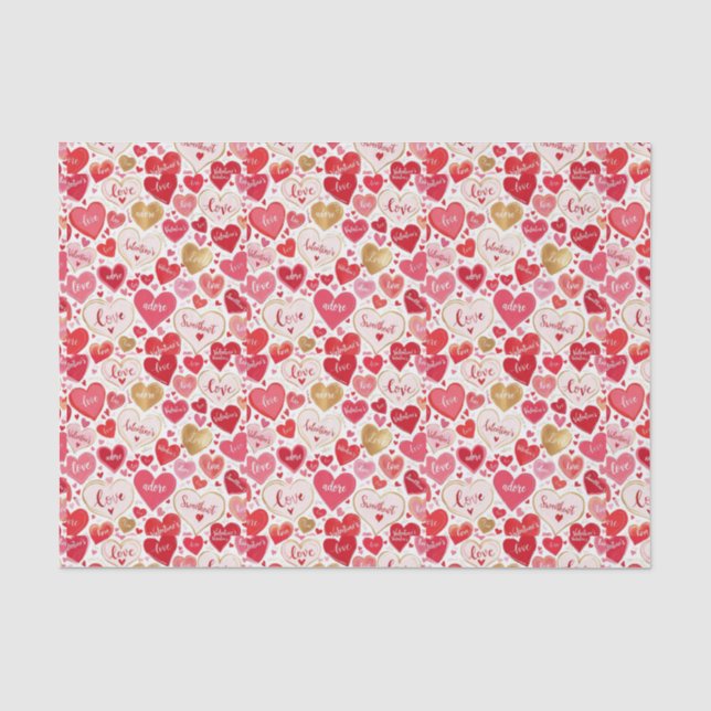 Whimsical & Sweet Heart Themed  Tissue Paper (Front)
