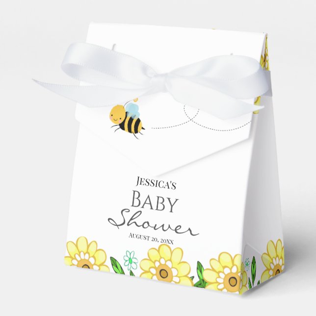 Whimsical Sweet Honey Bee Baby Shower Favor Box (Front Side)