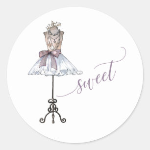 Whimsical "Sweet" Mannequin With Tutu Classic Round Sticker