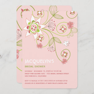 Whimsical Sweet Pink Blooms Bridal Shower Invite