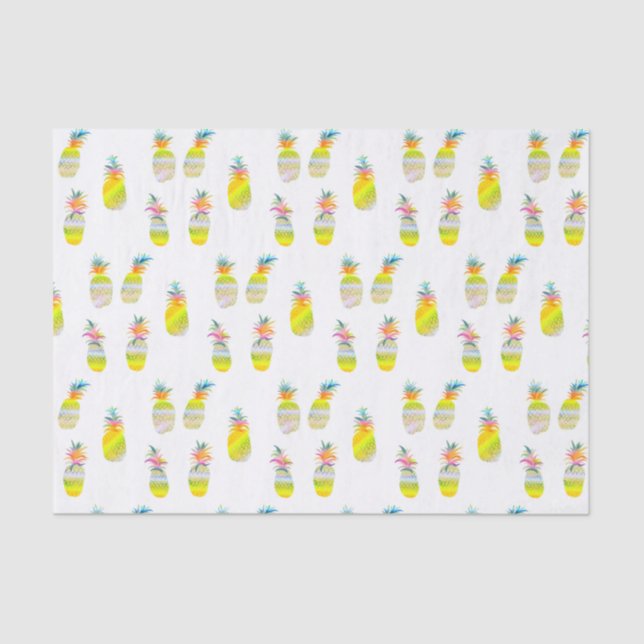Whimsical Sweet Rainbow Pineapple Watercolor Tissue Paper (Front)