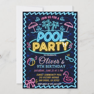 Whimsical Swim Birthday - Pool Party Birthday Invitation