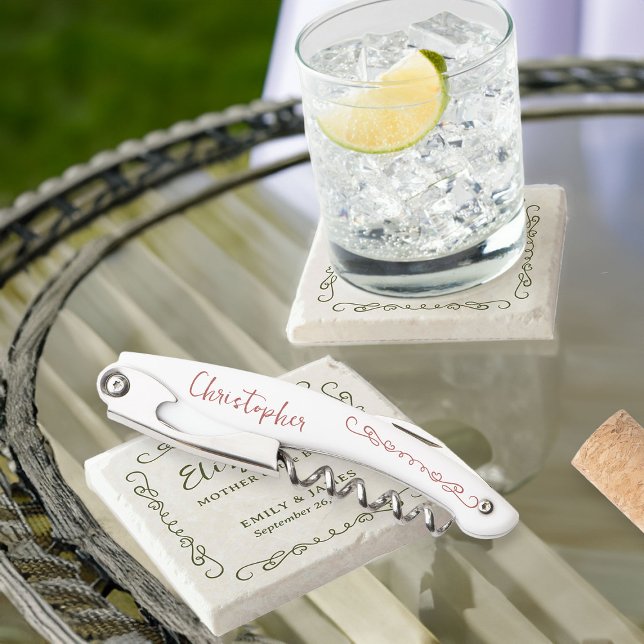 Whimsical Swirly Doodle Any Colour Wedding Party Corkscrew (Corkscrew bar gift - customize to any color and for anyone in your wedding party)