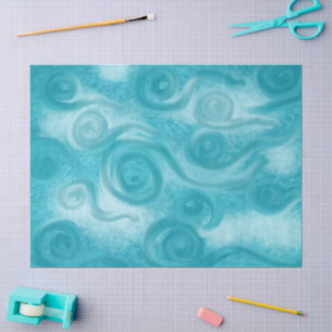 Whimsical Swirly Sky Blue Pattern Decoupage Tissue Paper