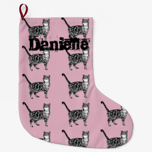 Whimsical Tabby Cat cats Art Christmas Stocking