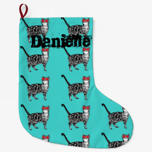 Whimsical Tabby Cat Sunglasses Christmas Stocking