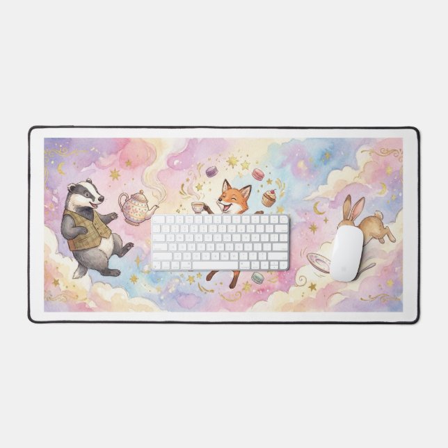 Whimsical Tea Party Animals – Cute Fox, Bunny & Ba (Clavier et souris)