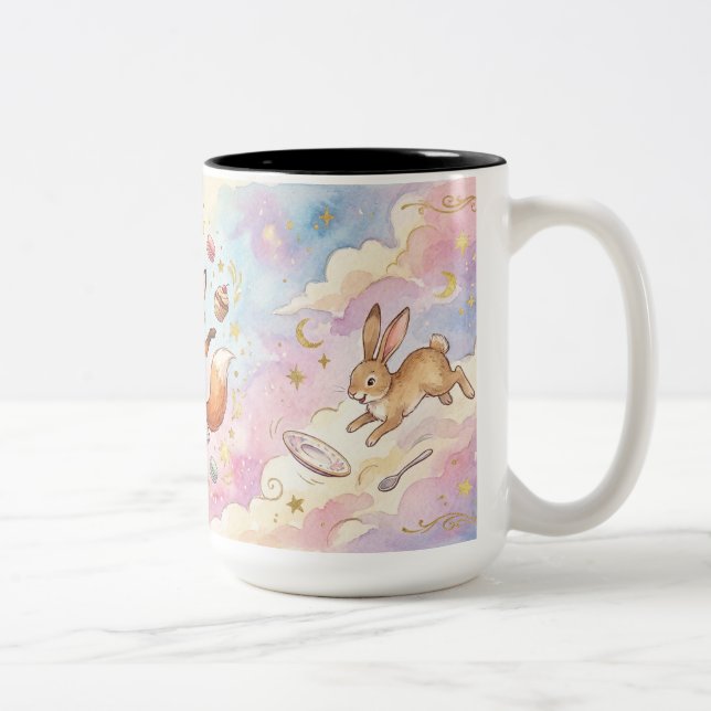 Whimsical Tea Party Animals  Two-Tone Coffee Mug (Right)