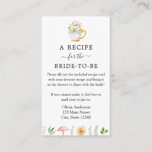Whimsical Tea Party Bridal Recipe Request Enclosure Card