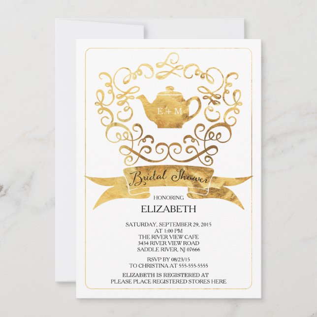 Whimsical Tea Party Bridal Shower Invitation (Front)