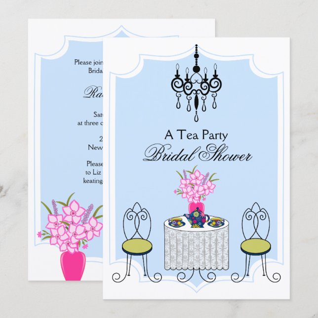 Whimsical Tea Party Invitation - Customized V2 (Front/Back)