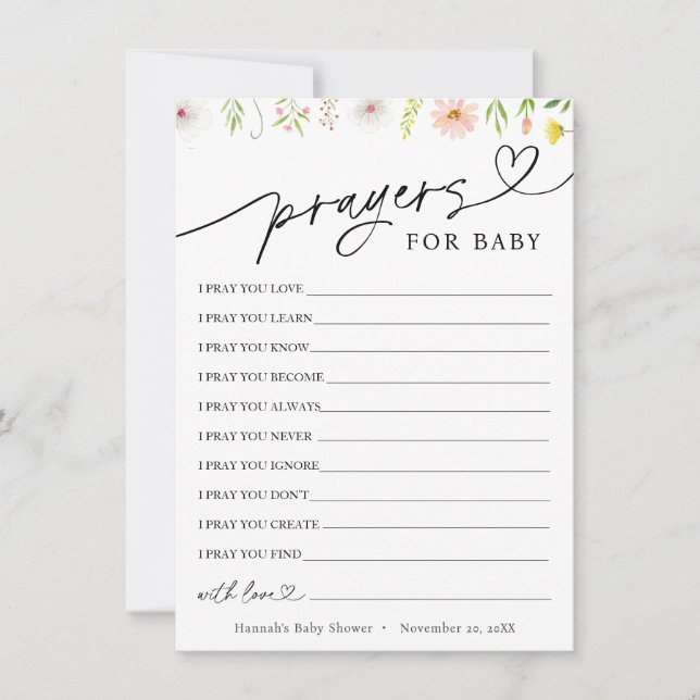 Whimsical Tea Prayers and Wishes for Baby Card (Front)