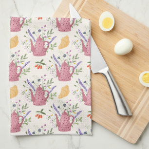 Whimsical Tea Time Doodle Kitchen Towel