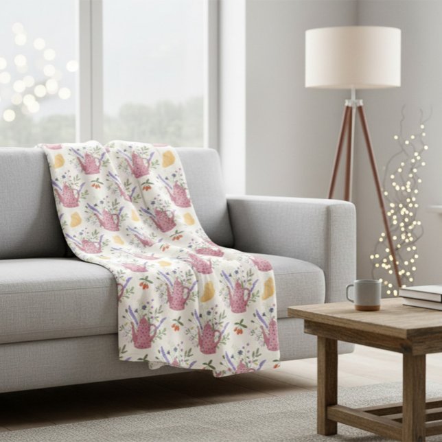 Whimsical Tea Time Doodle Throw Blanket (Creator Uploaded)