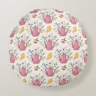 Whimsical Tea Time Doodle Throw Pillow