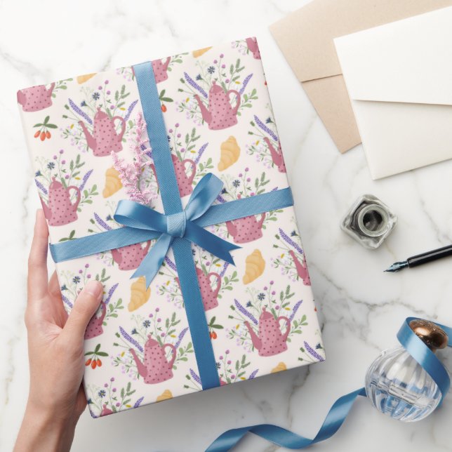 Whimsical Tea Time Doodle Wrapping Paper (Gifting)