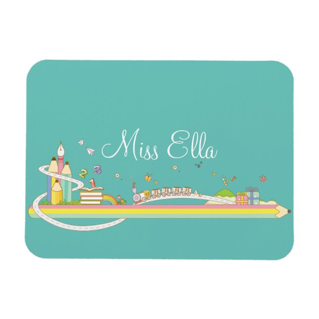 Whimsical Teacher's Scene Personalized Magnet (Horizontal)