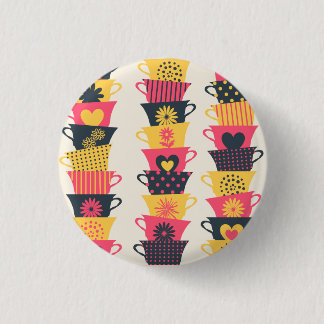 Whimsical Teacups 1 Inch Round Button