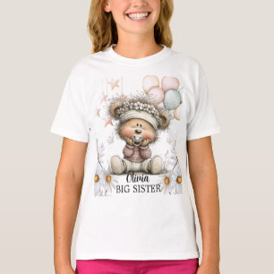 Whimsical Teddy Bear Baby Shower Big Sister T-Shirt