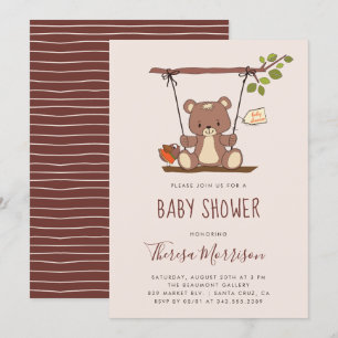 Whimsical Teddy Bear Baby Shower Invitation