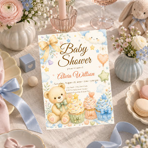 Whimsical Teddy Bear Baby Shower Invitation