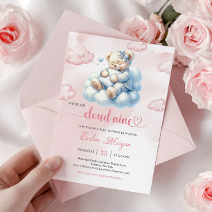 Whimsical Teddy Bear Baby Shower Invite Cloud Nine
