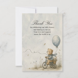 Whimsical Teddy Bear Bicycle Ride Thank You Card