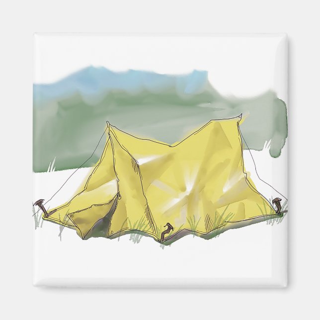Whimsical Tent Illustration Magnet (Front)