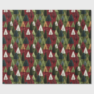 Whimsical Textured Christmas Tree –Red & Green Wrapping Paper