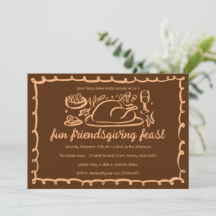 Whimsical Thanksgiving Friendsgiving Dinner Custom Invitation