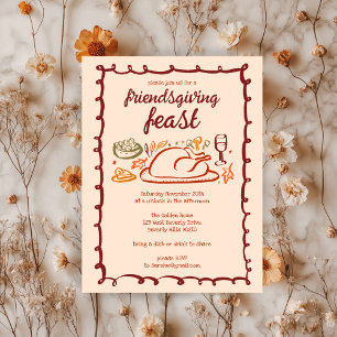 Whimsical Thanksgiving Friendsgiving Dinner Custom Invitation