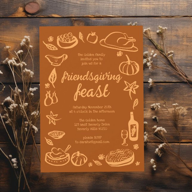 Whimsical Thanksgiving Friendsgiving Dinner Custom Invitation (Whimsical Thanksgiving Friendsgiving Dinner Custom Invitation
)