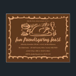 Whimsical Thanksgiving Friendsgiving Dinner Custom Postcard<br><div class="desc">Perfect cute postcard for a fun autumn dinner party invitation! Hand made art for you! Perfect for a Thanksgiving holiday, Friendsgiving, autumn or fall dinner party or other event. FULLY CUSTOMIZABLE! Click on “Personalize” above to edit the text. Click "edit using design tool" to adjust the fonts, colours and placements....</div>