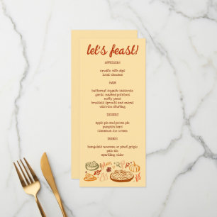 Whimsical Thanksgiving Friendsgiving Holiday CUSTO Menu
