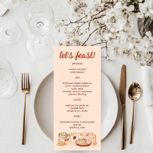 Whimsical Thanksgiving Friendsgiving Holiday CUSTO Menu