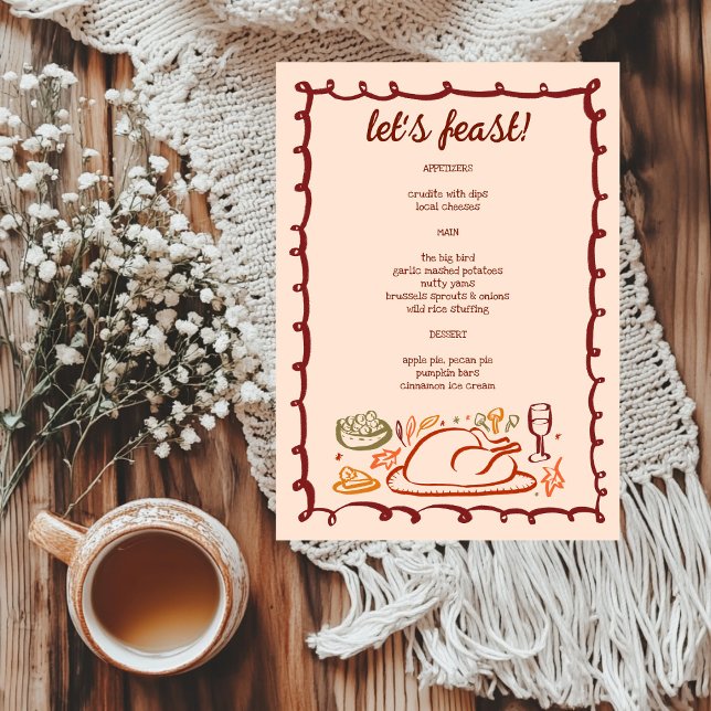 Whimsical Thanksgiving Friendsgiving HolidayCUSTOM Menu (Whimsical Thanksgiving Friendsgiving HolidayCUSTOM Menu
)