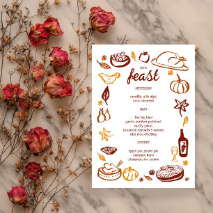 Whimsical Thanksgiving Friendsgiving HolidayCUSTOM Menu